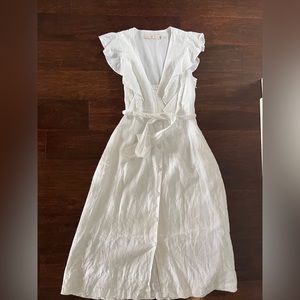 Marie Oliver White Midi Linen Dress size small